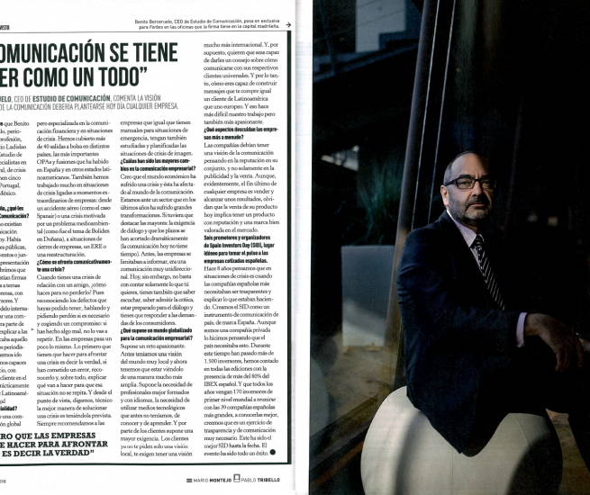 Estudio de Comunicación - Entrevista a Benito Berceruelo en Forbes