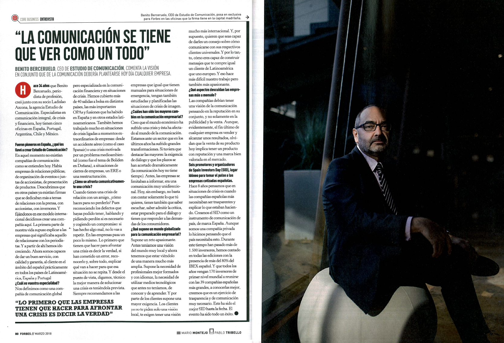 Estudio de Comunicación - Entrevista a Benito Berceruelo en Forbes